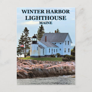 Farol do porto de inverno, cartão postal Maine