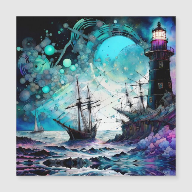 Farol e veleiros (Frente)