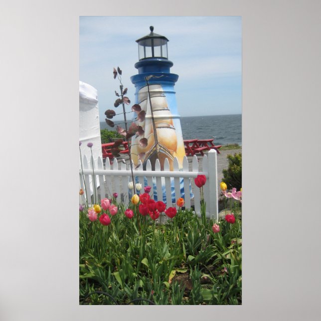 Farol, flores e impressão oceânico (Frente)