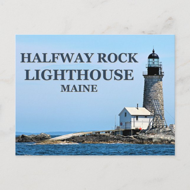 Farol Halfway Rock, Maine Cartão Postal (Frente)