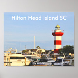 Farol Hilton Head Island com barcos na Poster