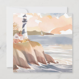 Farol na Costa | Cartão Oceano Aquarela