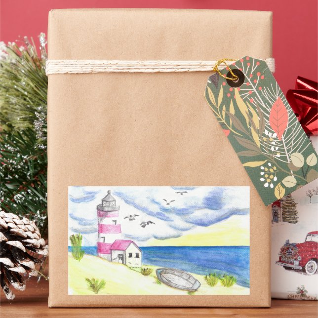 Farol no adesivo clássico de praia (Feriado)