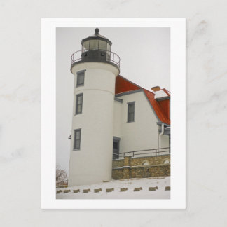 Farol no cartão postal do lago Michigan