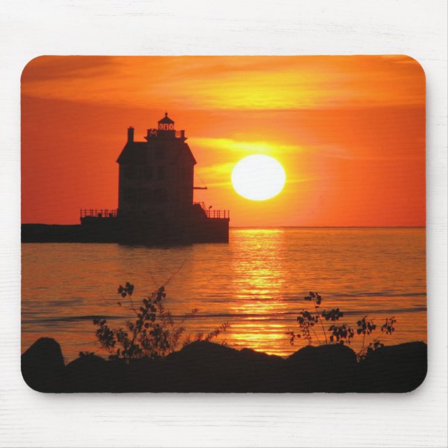 Farol no mousepad do por do sol (Frente)