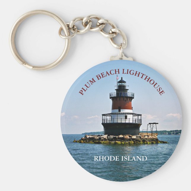 Farol Plum Beach, Rhode Island Chaveiro (Frente)