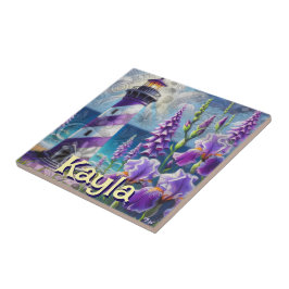 Farol Roxo com Foxglove & Iris Personalizado