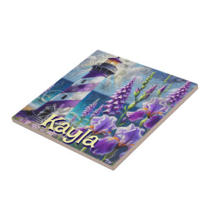Farol Roxo com Foxglove & Iris Personalizado