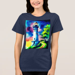 Farol sob um céu estrelado