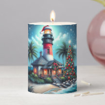 Farol Tropical de Natal Whimsical Vermelho Teal