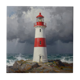 Farol Vermelho Tempestuoso Costeiro