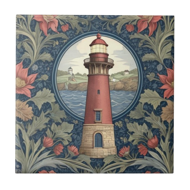 Farol William Morris estilo oceano mar floral (Frente)