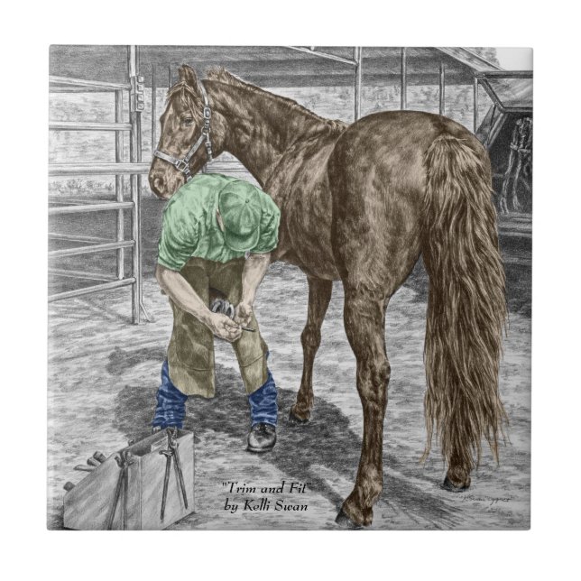 Farrier Blacksmith Trimming Horse Hoof (Frente)