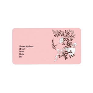 Fãs florais retros do vintage da etiqueta do