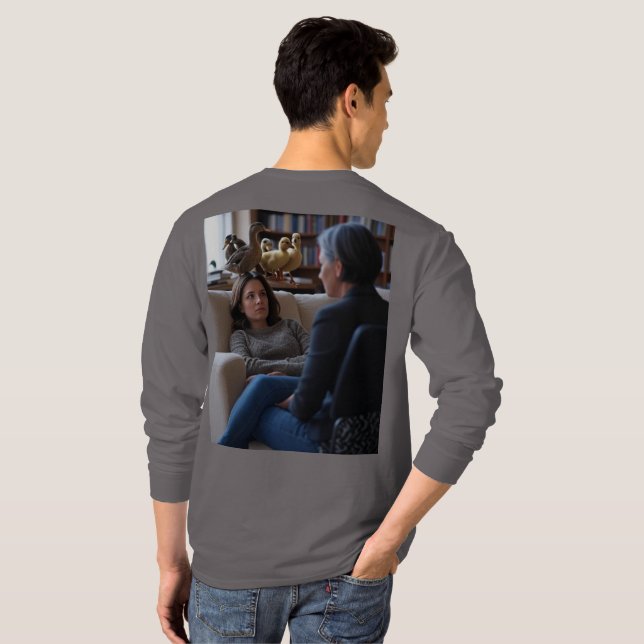 Fascinação com Patos, cinza camisa comprida (Parte Traseira Completa)