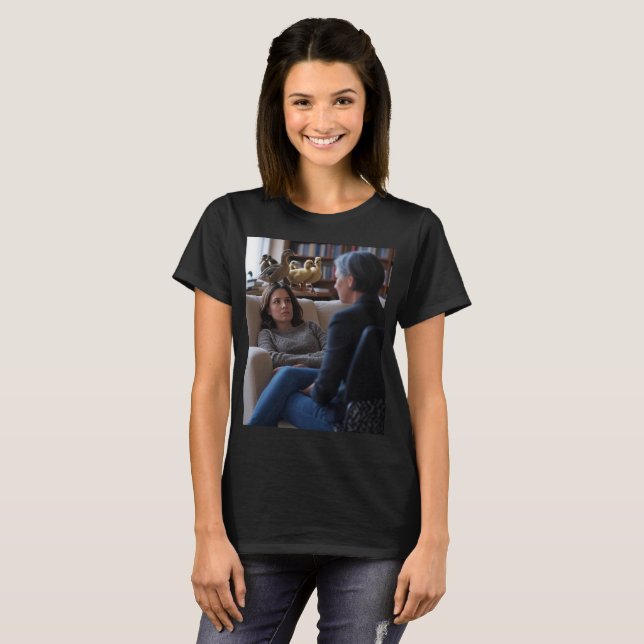 Fascinação com Patos mulheres camiseta preta (Frente Completa)