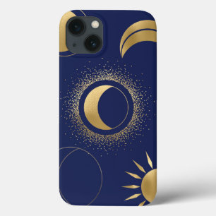 Fases celestiais do sol-sol-ouro eclipse azul-roxo