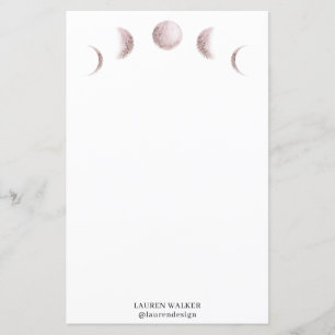 fases da lua mística monograma rosa pincelado