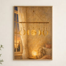 Fases da Lua Móvel Aquarela Poster Celestial