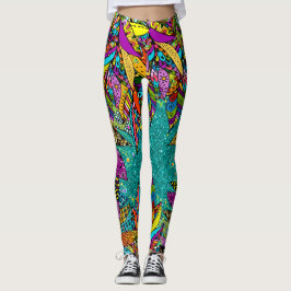 Fashion 4 Leggings de Pop diversão de penas