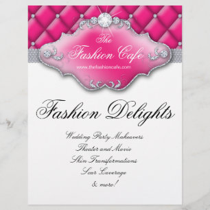 Fashion Flyer Hair Salon Satin Diamantes Rosa