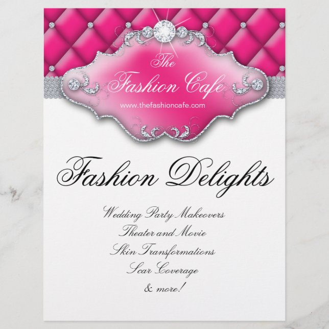 Fashion Flyer Hair Salon Satin Diamantes Rosa (Frente)