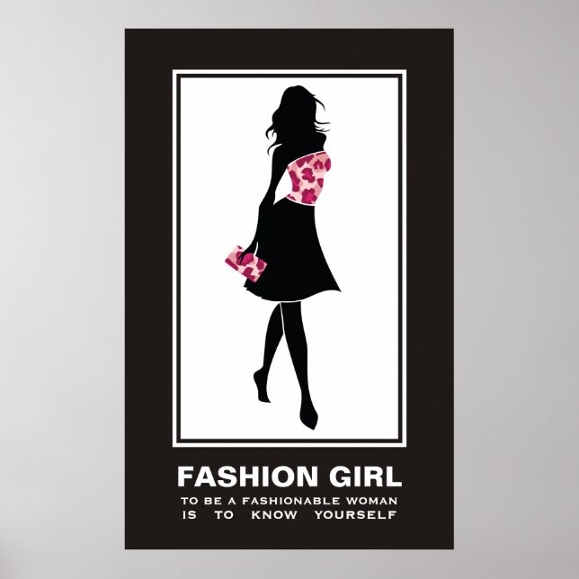 Fashion girl pinkleopard print poster (Frente)