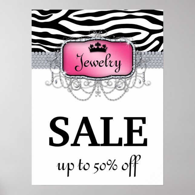 Fashion Jewelry Poster Sale Zebra (Frente)