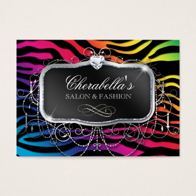 Fashion Salon Modern Zebra Glitter Rainbow (Frente)