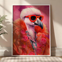 Fashionable Flamingo Funky Art Impressão