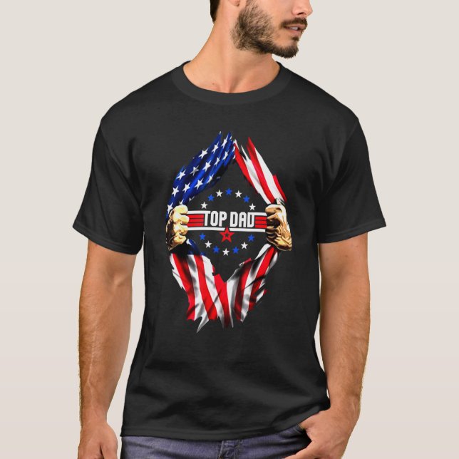 Father's Day Cool  Top Dad American Flag (Frente)