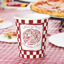 Fatia de pizza italiana vermelha divertida de aniv