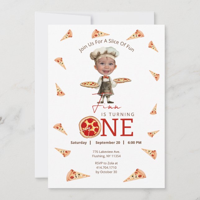 Fatia Do Convite Fotográfico De primeiro aniversar (Frente)