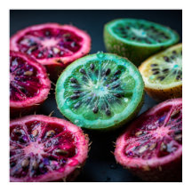 Fatias de Citrino Neon Flatlay Arte Poster III | V