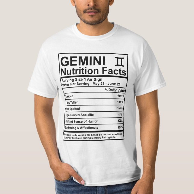 Fatos da nutrição dos Gêmeos - camisa do (Frente)