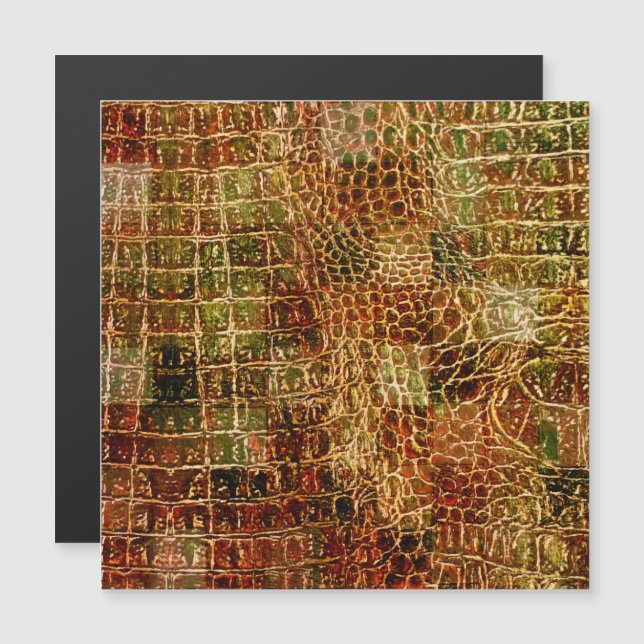 Faux Alligator Animal Pele Couro Vermelho Castanho (Frente/Verso)