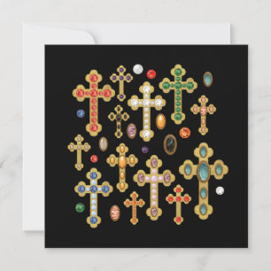 Faux Birthstone Croses and Loose Gems on Black