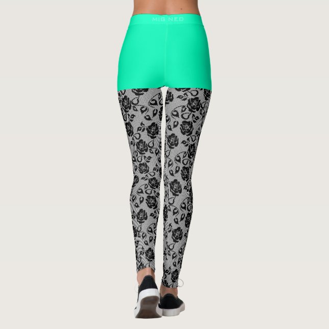 Faux Black Lace Fishnet Leggings Faux Short (Verso)