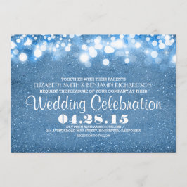 faux blue glitter light convite de casamento