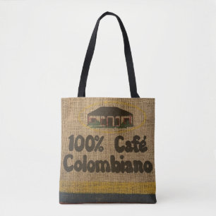 FAUX BURLAP COLUMBIAN COFFEE BAG PURSE BOLSA