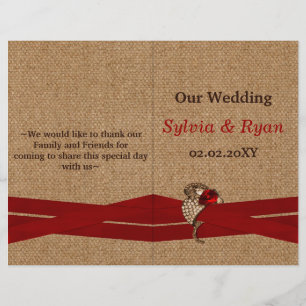 FAUX burlap, red brooch bi dobra programa de casam