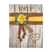 FAUX Burlap, Wood, Cartão de Resposta de Casamento