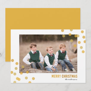 Faux Dourado Confetti Foto Feliz Cartão de Natal