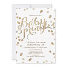 Faux Dourado Confetti Modern Baby Sprinkle Convite