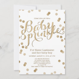 Faux Dourado Confetti Modern Baby Sprinkle Convite