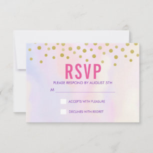 Faux Dourado Confetti no RSVP Purple Watercolor