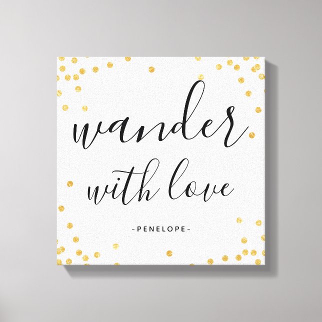 Faux Dourado Confetti Wander com Canvas de Amor (Frente)