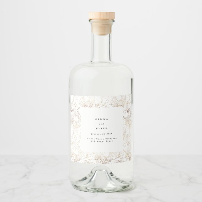 Faux Dourado Elegant Floral Wedding Gin (Frente)