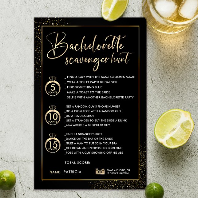 Faux Dourado Frame Bachelorette Scavenger Hunt (Bachelorette photo scavenger Game)