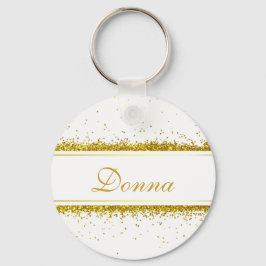 Faux Dourado Glitter Confetti Name - Chaveiro